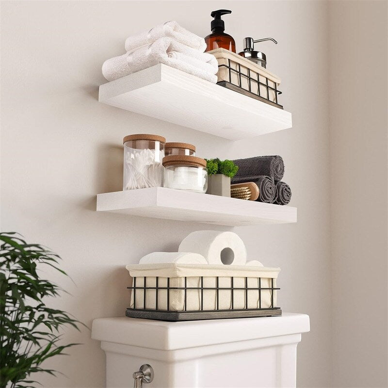 Natural Wood Floating Shelves Set of 2