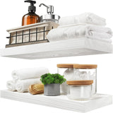 Natural Wood Floating Shelves Set of 2