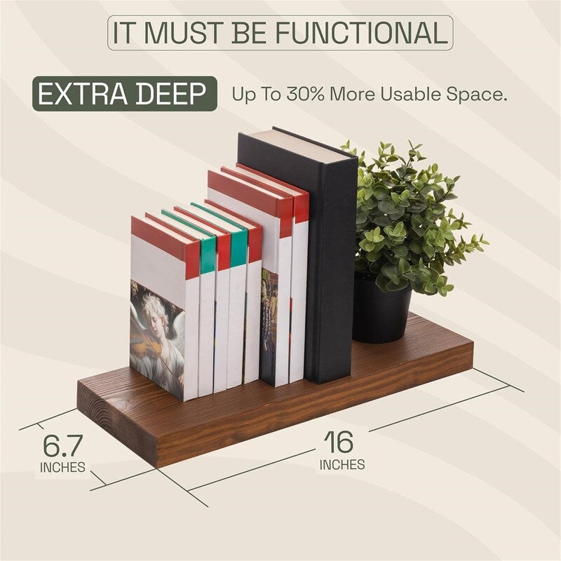 Natural Wood Floating Shelves Set of 2