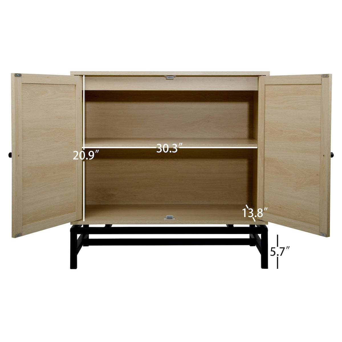 Natural rattan, 2 door cabinet, with 1 Adjustable Inner Shelves, rattan, Accent Storage Cabinet, Set of 2