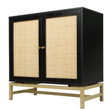 Natural rattan, 2 door cabinet, with 1 Adjustable Inner Shelves, rattan, Accent Storage Cabinet, Set of 2