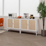 Natural rattan, 2 door cabinet, with 1 Adjustable Inner Shelves, rattan, Accent Storage Cabinet, Set of 2
