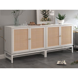 Natural rattan, 2 door cabinet, with 1 Adjustable Inner Shelves, rattan, Accent Storage Cabinet, Set of 2
