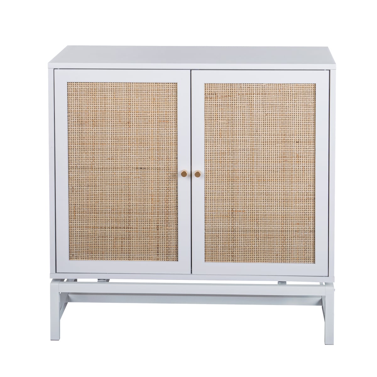 Natural rattan, 2 door cabinet, with 1 Adjustable Inner Shelves, rattan, Accent Storage Cabinet, Set of 2