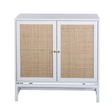 Natural rattan, 2 door cabinet, with 1 Adjustable Inner Shelves, rattan, Accent Storage Cabinet, Set of 2