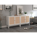 Natural rattan, 2 door cabinet, with 1 Adjustable Inner Shelves, rattan, Accent Storage Cabinet, Set of 2
