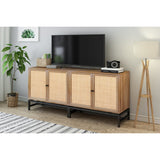 Natural rattan, 2 door cabinet, with 1 Adjustable Inner Shelves, rattan, Accent Storage Cabinet, Set of 2