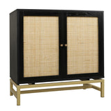 Natural rattan, 2 door cabinet, with 1 Adjustable Inner Shelves, rattan, Accent Storage Cabinet, Set of 2