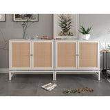 Natural rattan, 2 door cabinet, with 1 Adjustable Inner Shelves, rattan, Accent Storage Cabinet, Set of 2