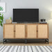 Natural rattan, 2 door cabinet, with 1 Adjustable Inner Shelves, rattan, Accent Storage Cabinet, Set of 2