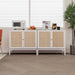 Natural rattan, 2 door cabinet, with 1 Adjustable Inner Shelves, rattan, Accent Storage Cabinet, Set of 2