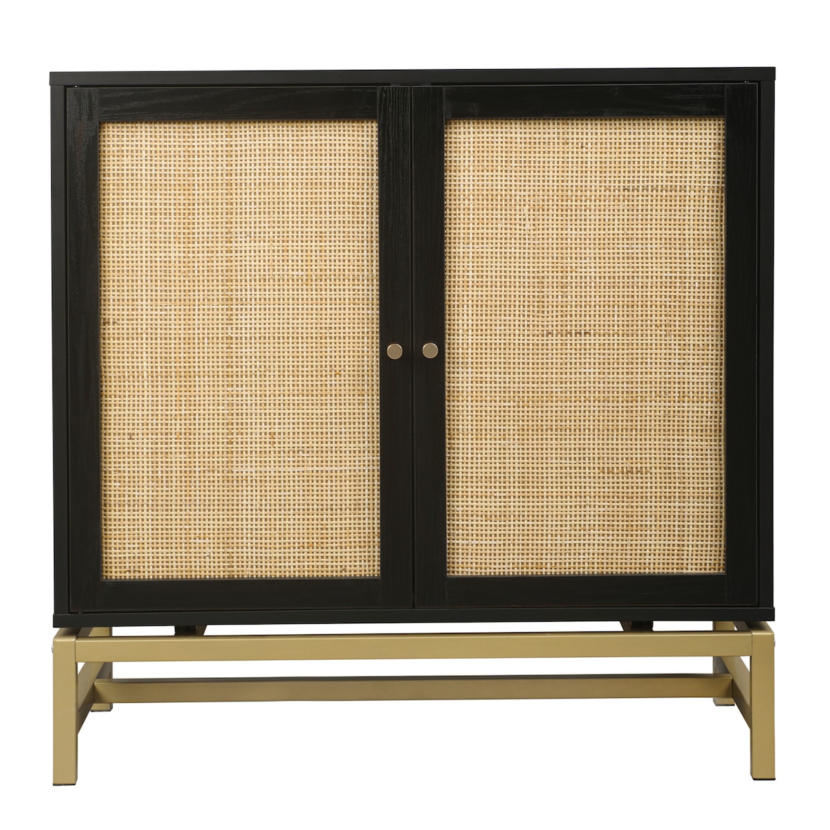 Natural rattan, 2 door cabinet, with 1 Adjustable Inner Shelves, rattan, Accent Storage Cabinet, Set of 2