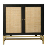 Natural rattan, 2 door cabinet, with 1 Adjustable Inner Shelves, rattan, Accent Storage Cabinet, Set of 2