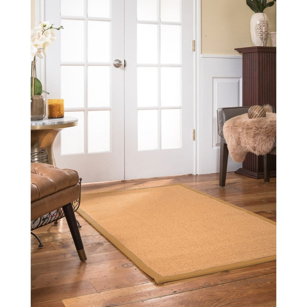 NaturalAreaRug Davlin Area Rug 100% Natural Sisal Hand-Crafted Malt Wide Canvas Border - 3' x 5'