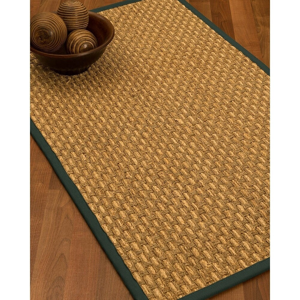 NaturalAreaRugs Antolia Seagrass Area Rug Hand-Woven Metal Border (8' x 10') - 8' x 10'