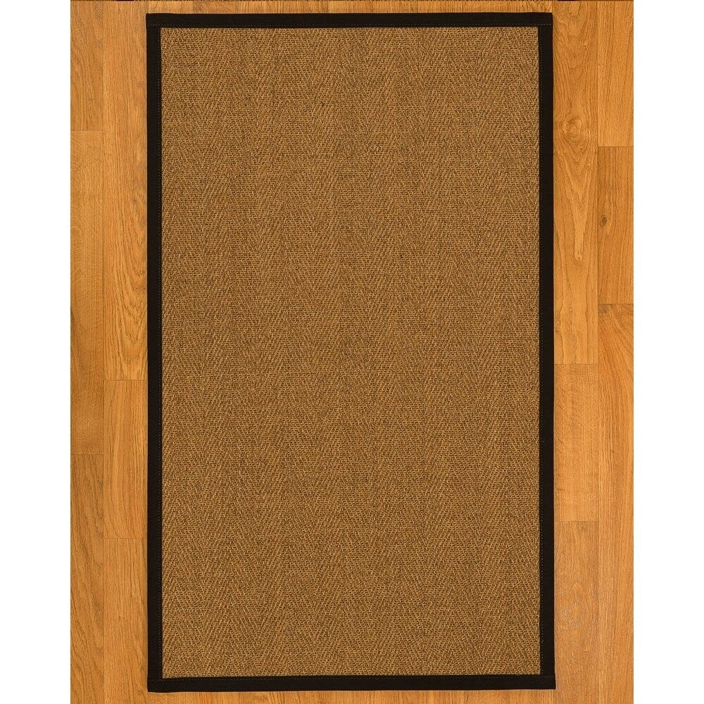 NaturalAreaRugs Capri Custom Sisal Rug 2' 6" x 10' Black Border - 2'6" x 10'