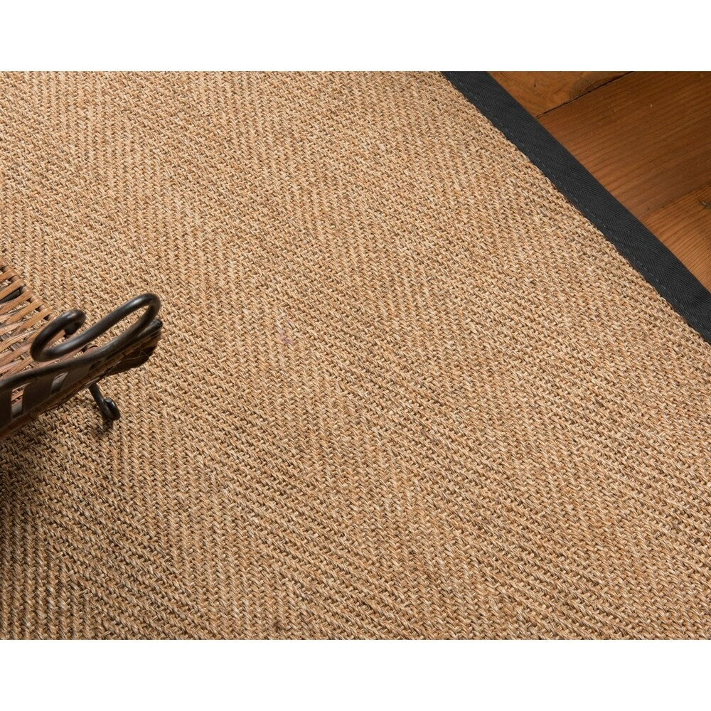 NaturalAreaRugs Capri Custom Sisal Rug 2' 6" x 10' Black Border - 2'6" x 10'