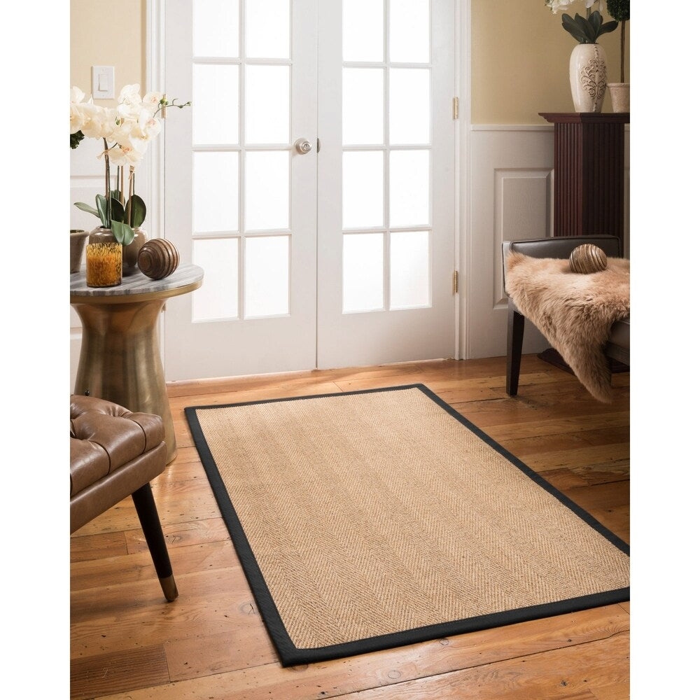 NaturalAreaRugs Capri Custom Sisal Rug 2' 6" x 10' Black Border - 2'6" x 10'