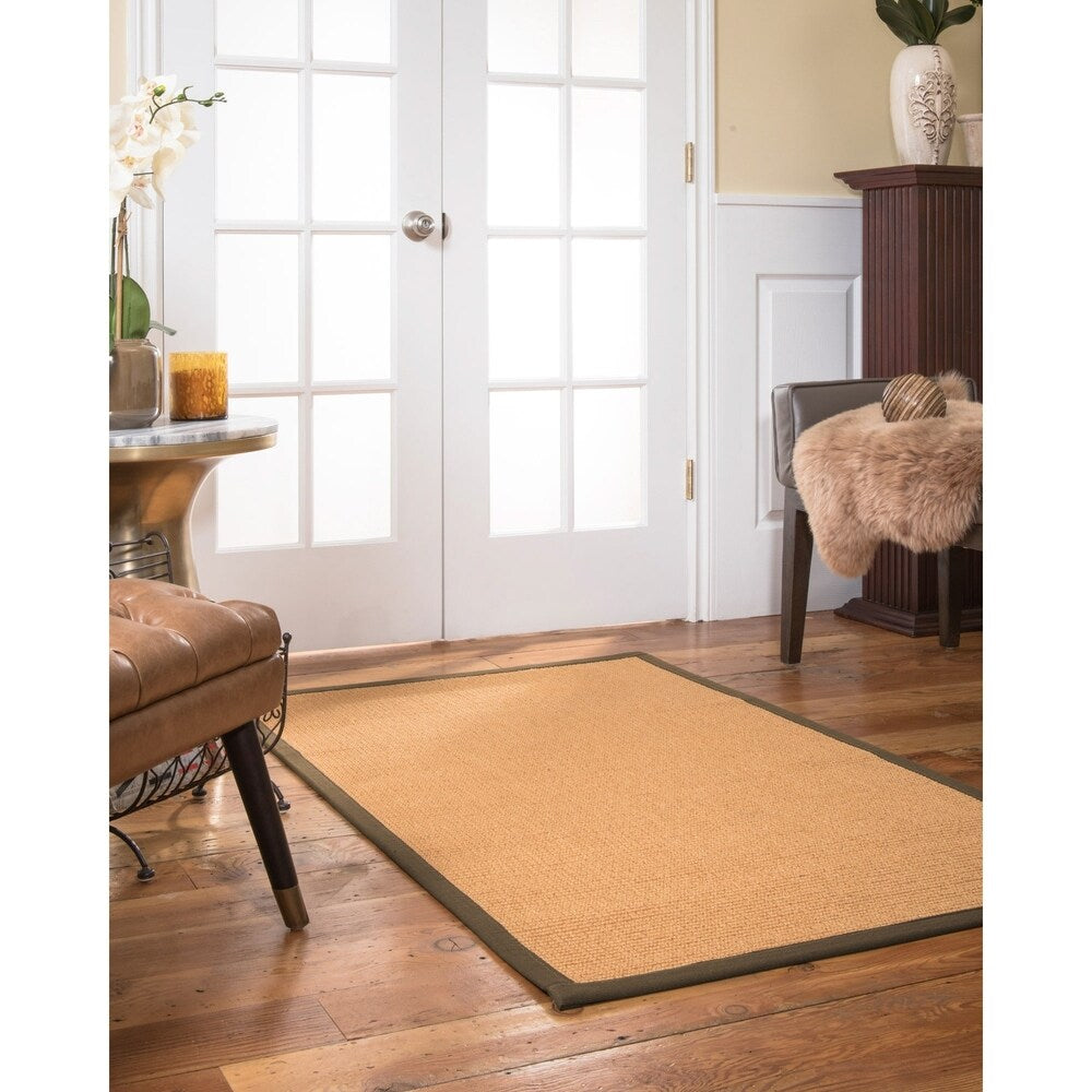 NaturalAreaRugs Davlin Custom Sisal Rug 2' 6" x 14' Fossil Border - 2'6" x 14'
