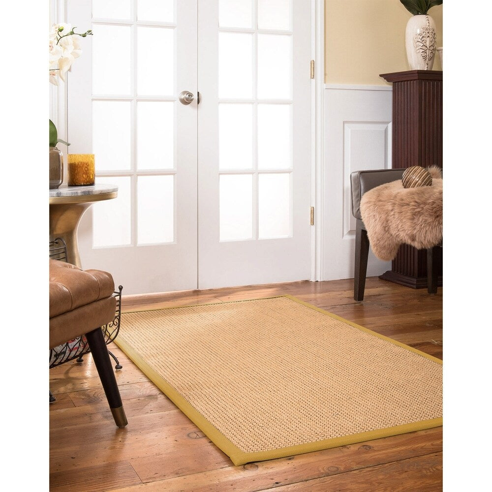 NaturalAreaRugs Dubai Custom Sisal Rug 2' 6" x 12' Tan Border - 2'6" x 12'