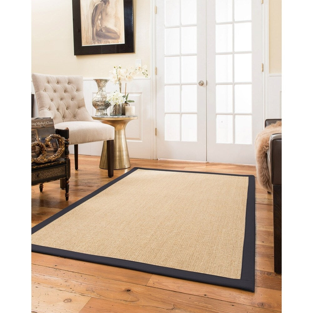 NaturalAreaRugs Largo Custom Sisal 5' x 7' M-Blue Border - 5' x 7'