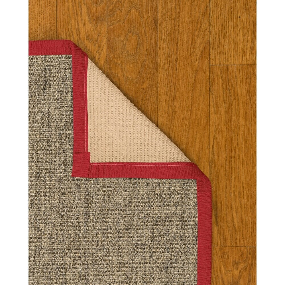 NaturalAreaRugs Posada Custom Sisal (2' 6" x 10') Red Border - 2'6" x 10'