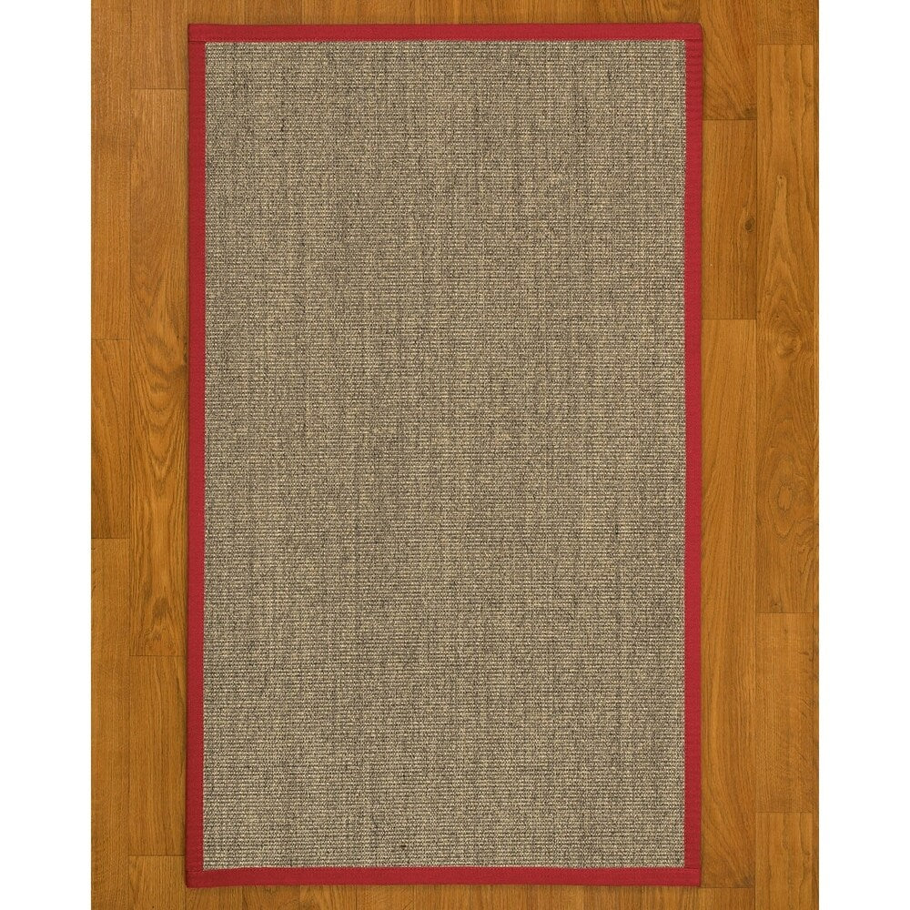 NaturalAreaRugs Posada Custom Sisal (2' 6" x 10') Red Border - 2'6" x 10'