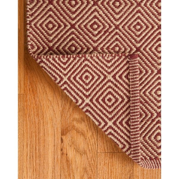 Natural Area Rugs 100% Natural Fiber Handmade Reversible Retro Jute Rectangular Rug (4' X 6') Red/Ivory - 4' x 6'