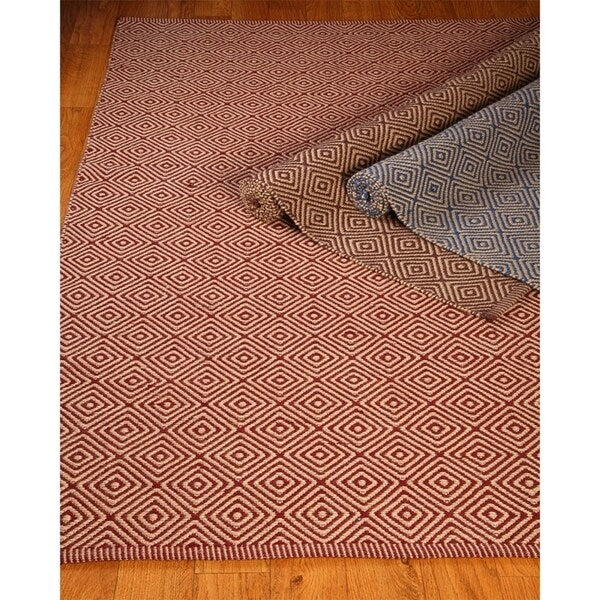 Natural Area Rugs 100% Natural Fiber Handmade Reversible Retro Jute Rectangular Rug (4' X 6') Red/Ivory - 4' x 6'