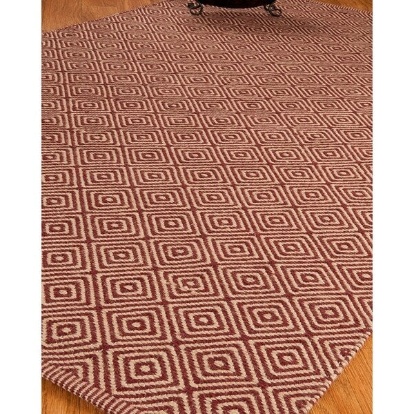 Natural Area Rugs 100% Natural Fiber Handmade Reversible Retro Jute Rectangular Rug (4' X 6') Red/Ivory - 4' x 6'