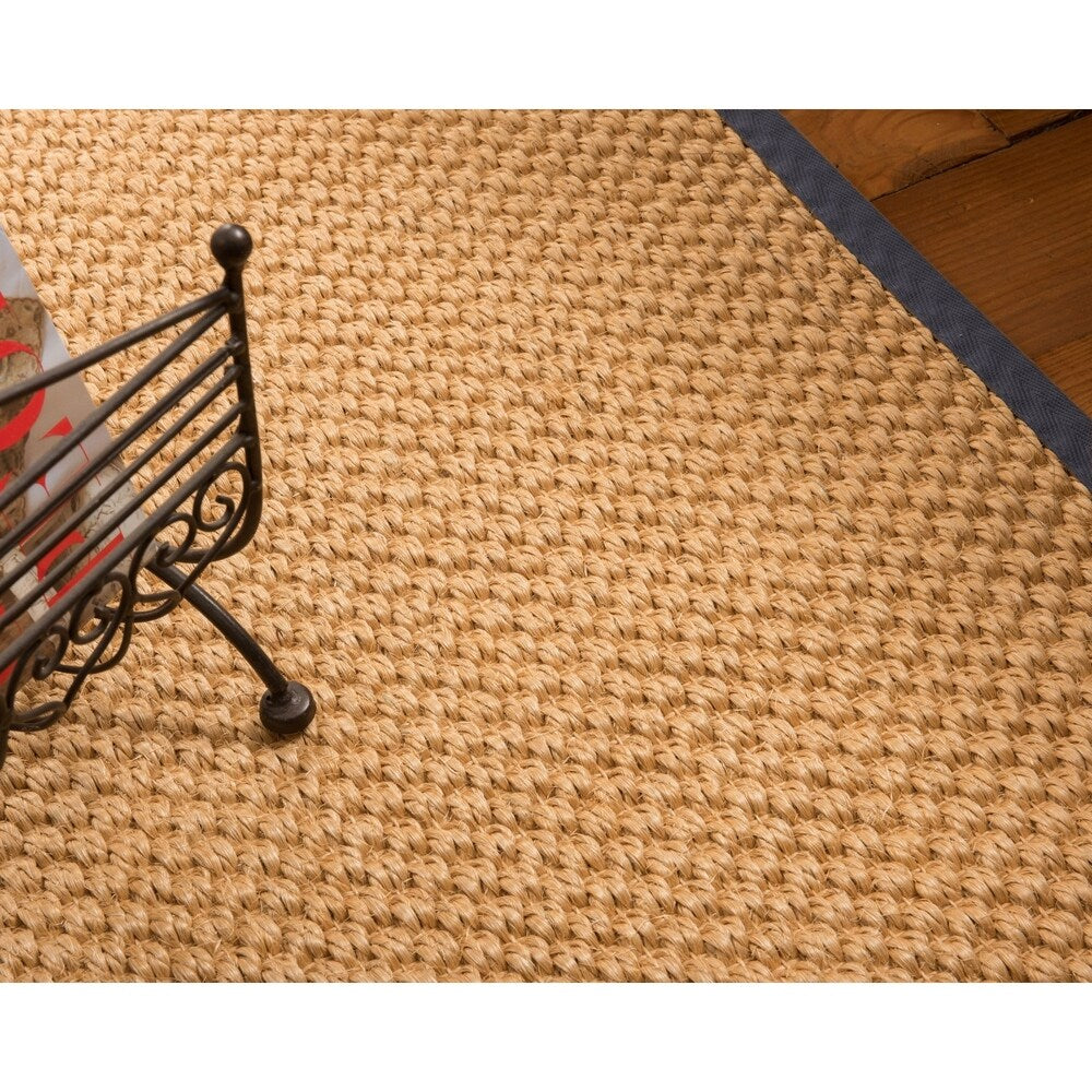 NaturalAreaRugs Vienna Sisal Carpet Runner Hand-Woven Midnight Blue Border (2' 6" x 8') - 2'6" x 8'