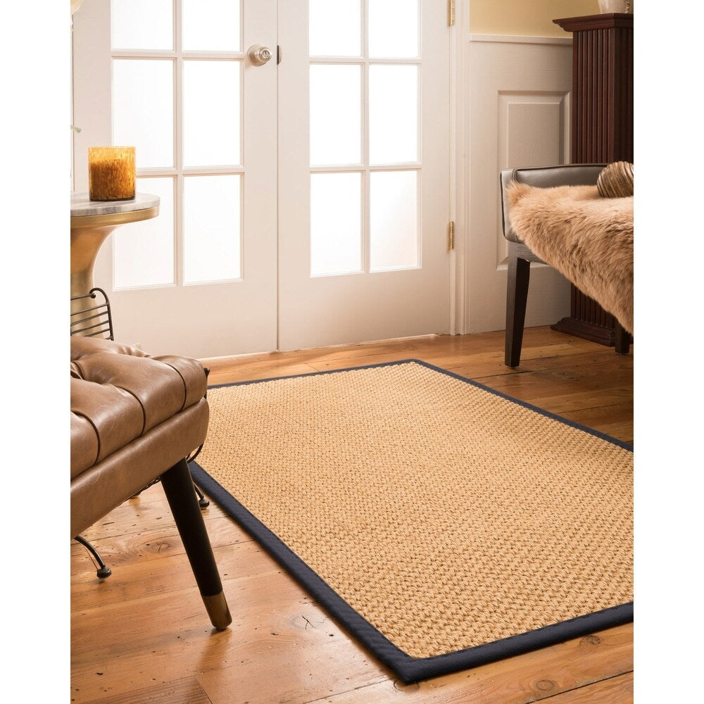 NaturalAreaRugs Vienna Sisal Carpet Runner Hand-Woven Midnight Blue Border (2' 6" x 8') - 2'6" x 8'