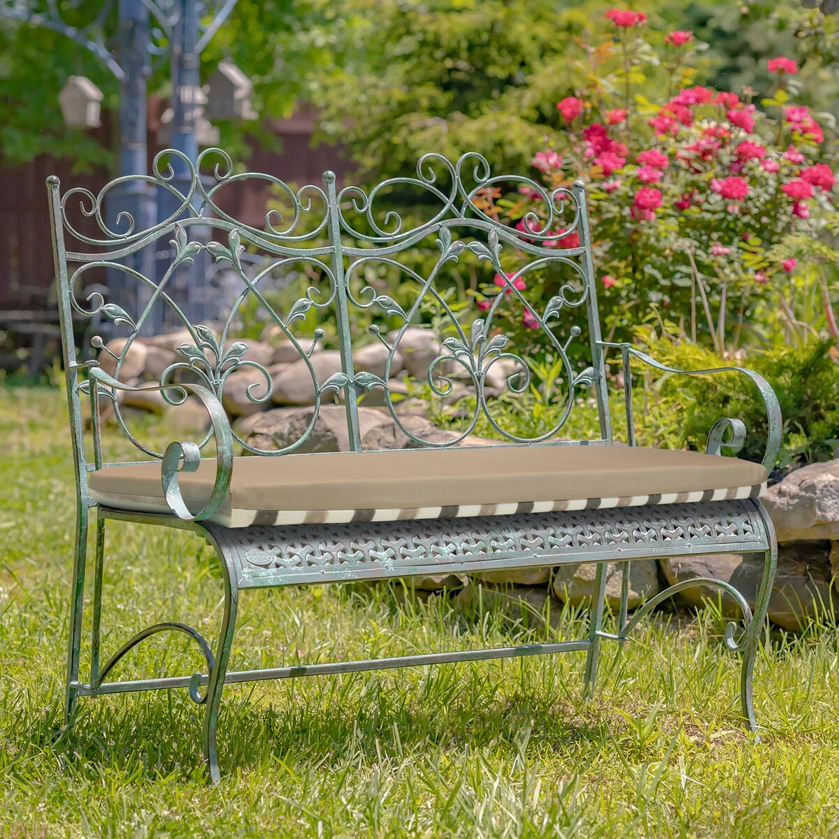 Nature Outdoor Stripe Printed Bench Seat Cushion 60 x 18 in Taupe - 60" x 18" x 2.75"