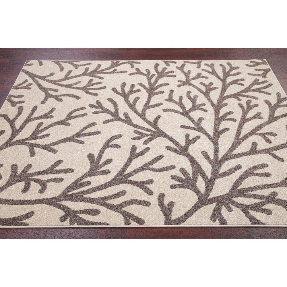 Nature Print Oriental Carpet Woven Polyester Turkish Rug New - 7'3" X 5'3"