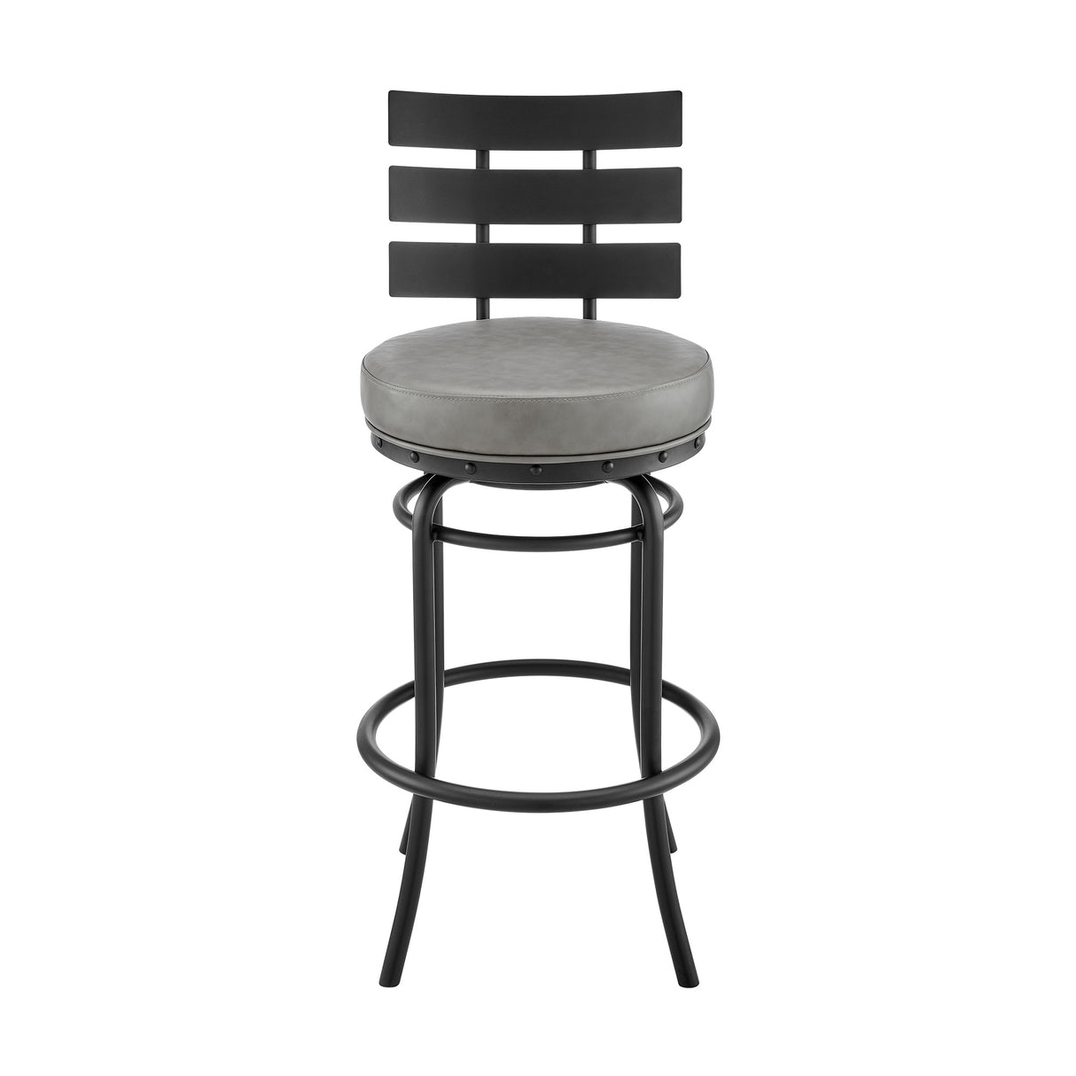 Natya Modern Swivel Counter/Bar Stool in Faux Leather and Metal