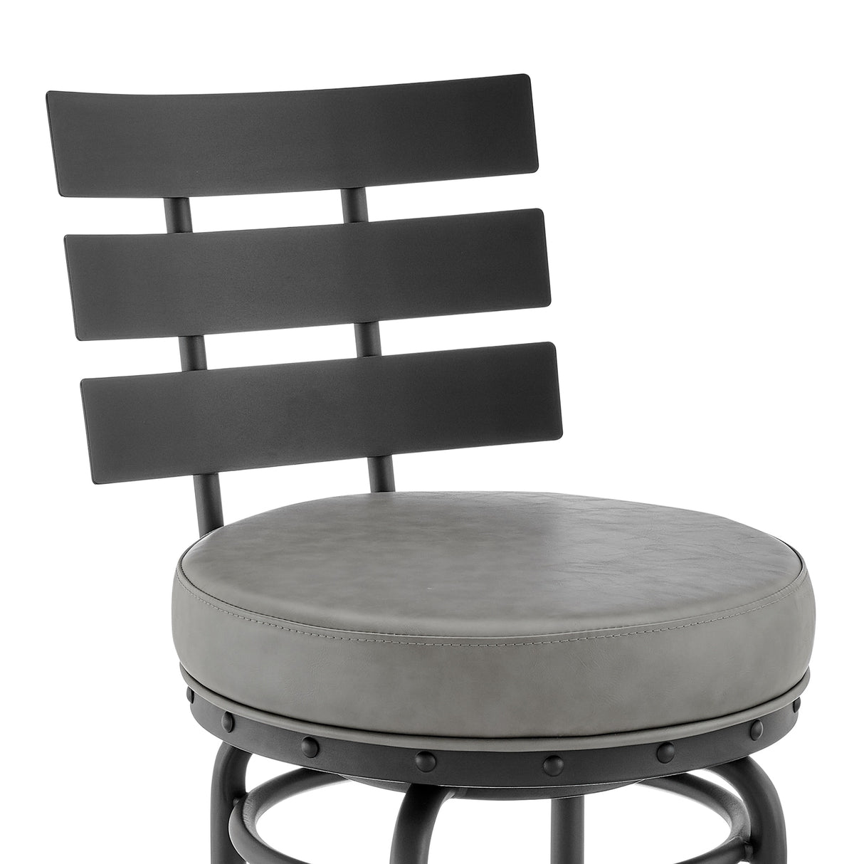 Natya Modern Swivel Counter/Bar Stool in Faux Leather and Metal