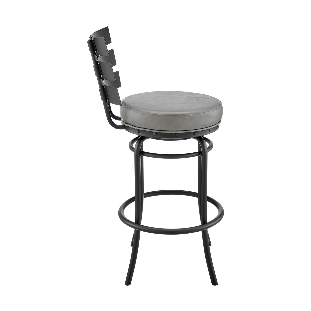Natya Modern Swivel Counter/Bar Stool in Faux Leather and Metal