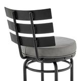 Natya Modern Swivel Counter/Bar Stool in Faux Leather and Metal
