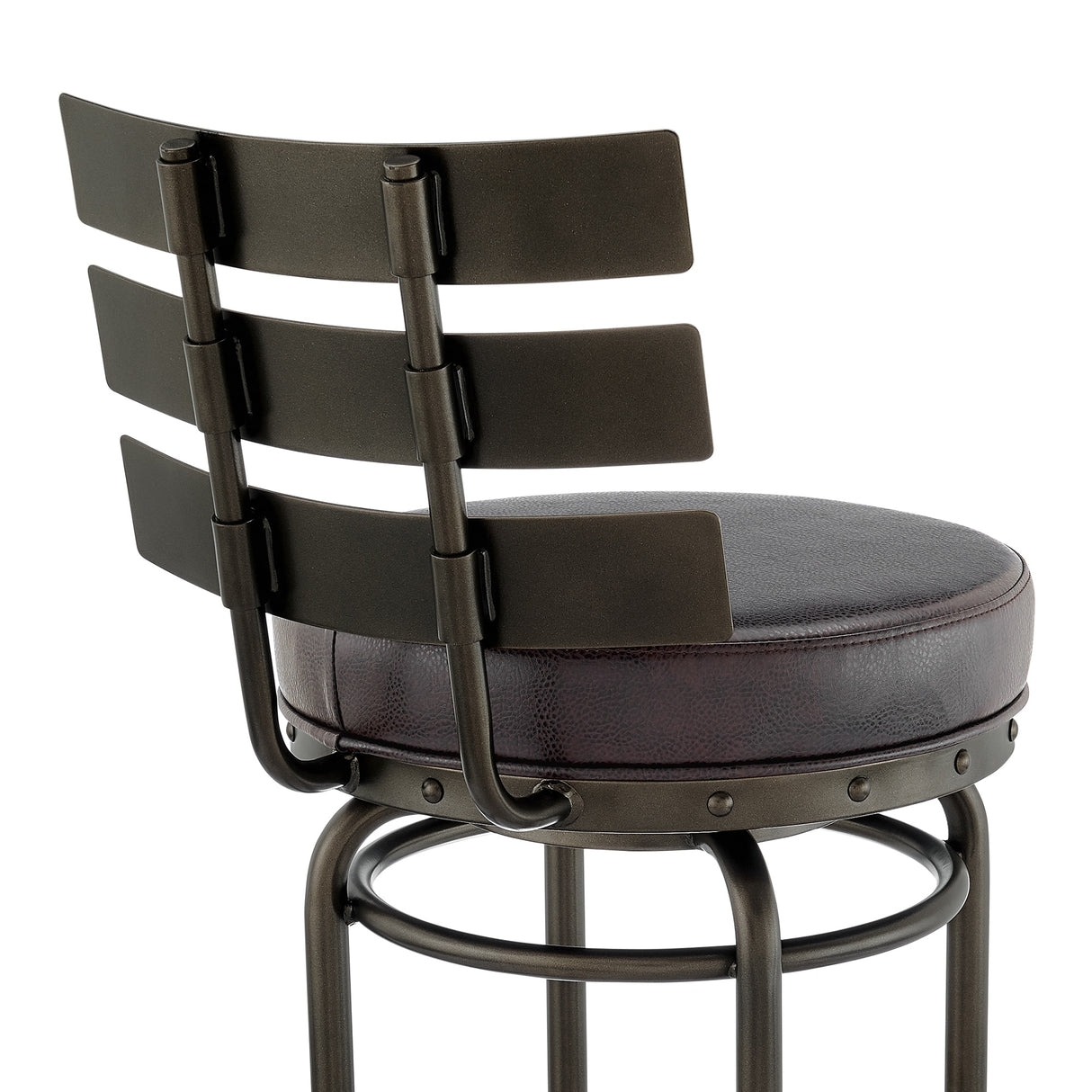Natya Modern Swivel Counter/Bar Stool in Faux Leather and Metal