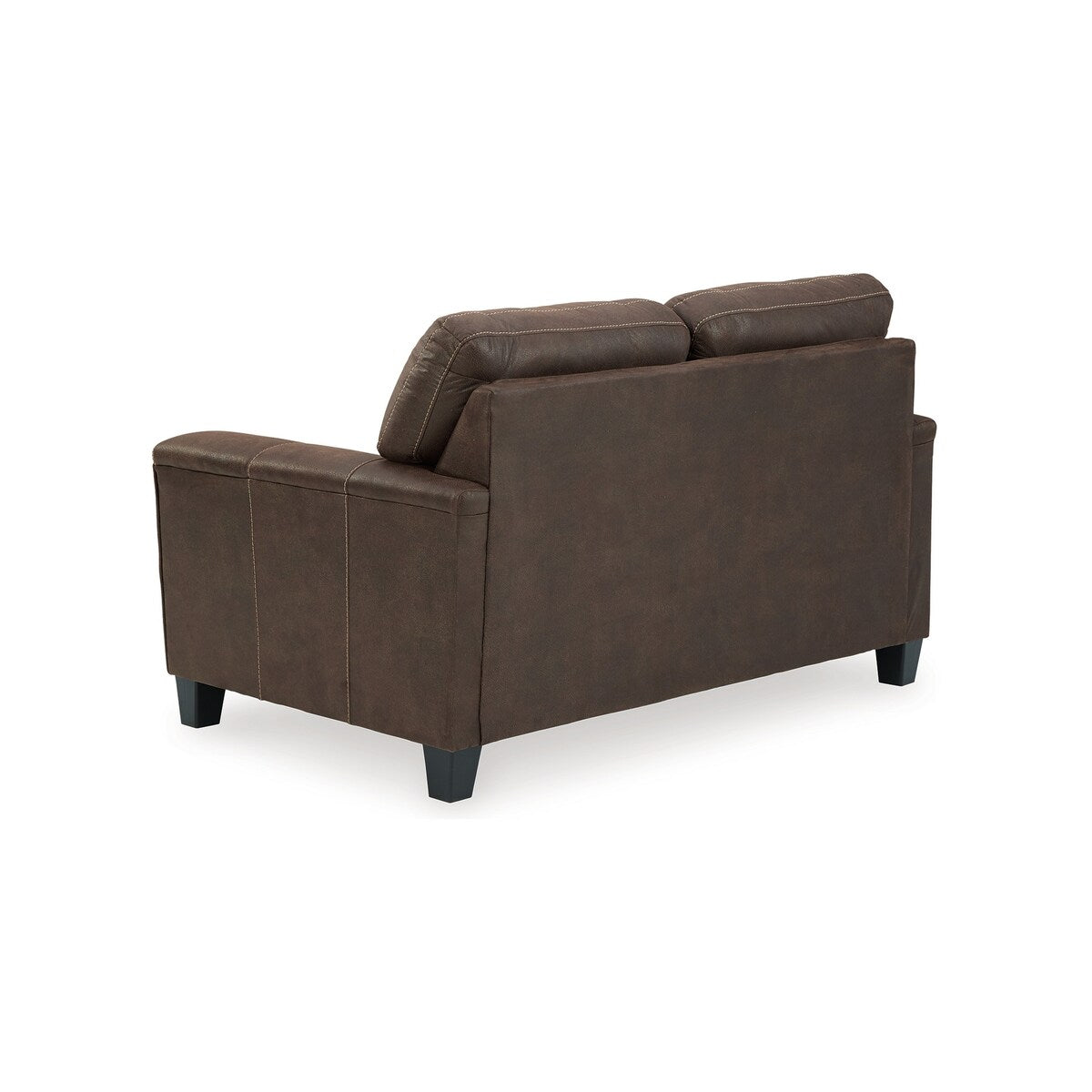 Nav 61 Inch Loveseat, Modern Plush Cushions, Weathered Brown Faux Leather