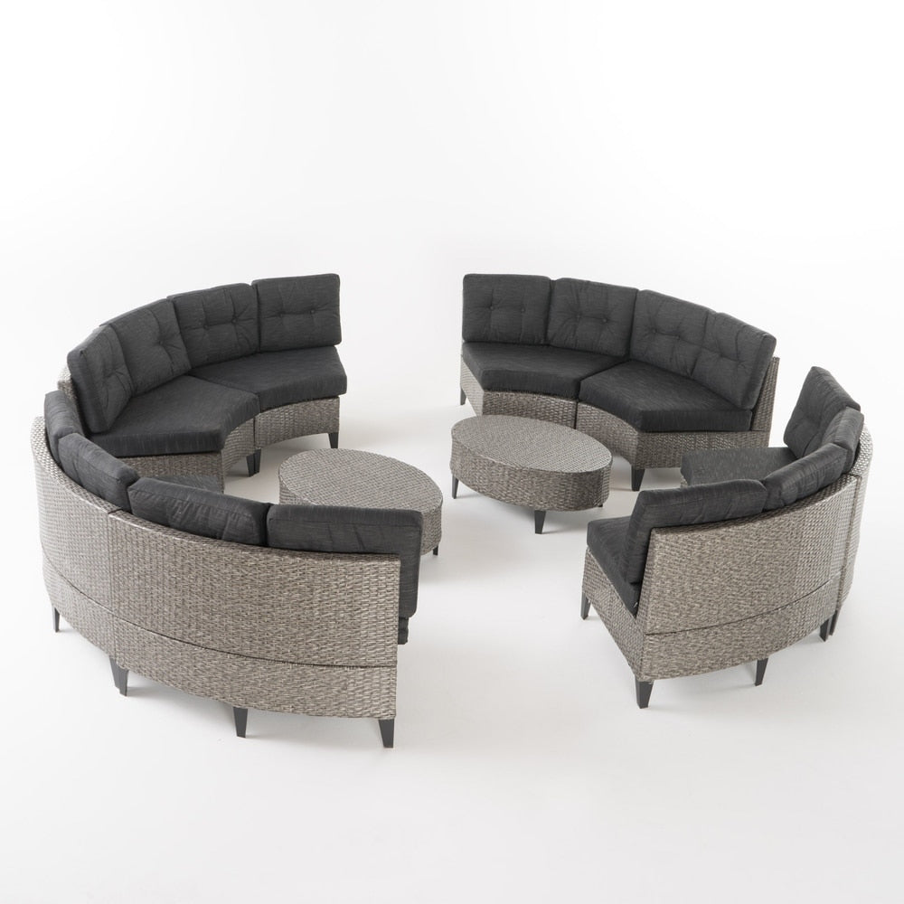 Navagio Outdoor 10-piece Wicker Sofa Set with Cushions by Christopher Knight Home