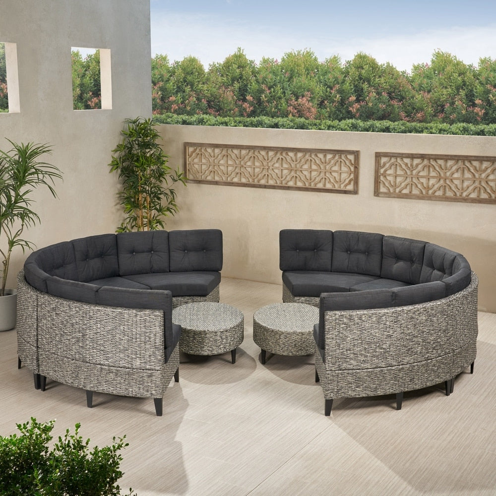 Navagio Outdoor 10-piece Wicker Sofa Set with Cushions by Christopher Knight Home