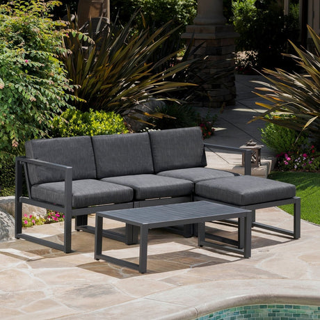 Navan Outdoor 5-piece Aluminum Sofa Set with Water Resistant Cushions by Christopher Knight Home