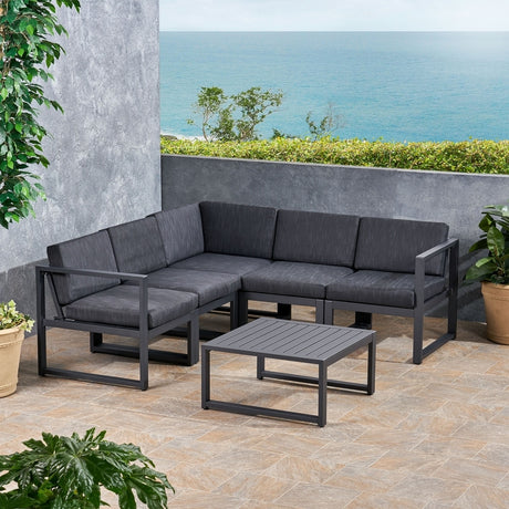 Navan Outdoor V-shaped 5 Seater Sectional Sofa Set by Christopher Knight Home