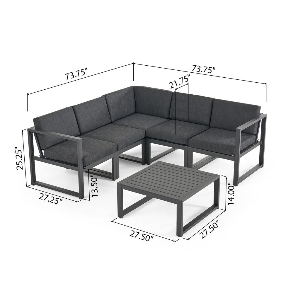 Navan Outdoor V-shaped 5 Seater Sectional Sofa Set by Christopher Knight Home