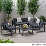 Navan Outdoor Aluminum 6 Seater Sofa Set by Christopher Knight Home