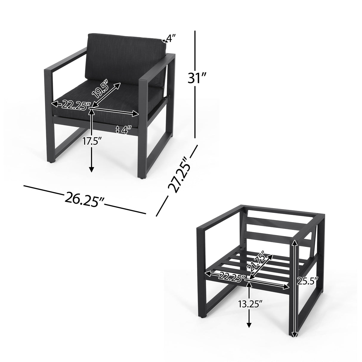 Navan Outdoor Aluminum Club Chairs (Set of 4) by Christopher Knight Home