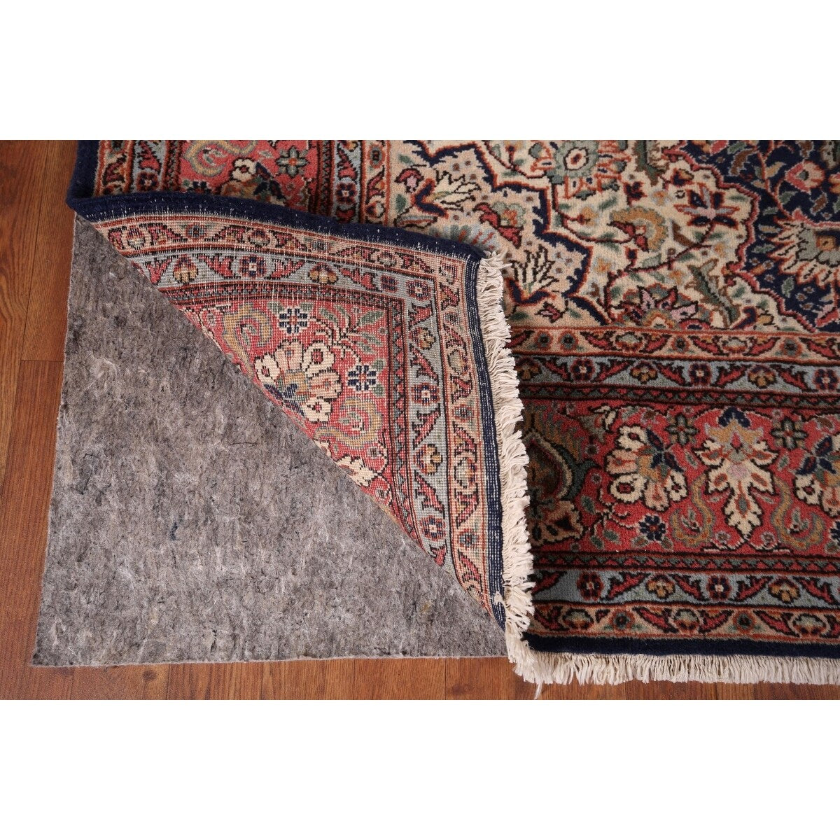 Navy Blue Floral Anatolian Oriental Vintage Rug Handmade Wool Carpet - 7'2" X 10'5"