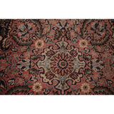Navy Blue Floral Anatolian Oriental Vintage Rug Handmade Wool Carpet - 7'2" X 10'5"