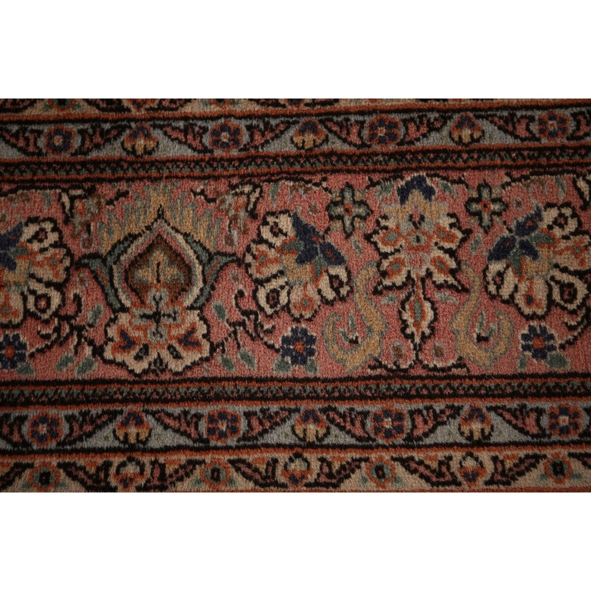 Navy Blue Floral Anatolian Oriental Vintage Rug Handmade Wool Carpet - 7'2" X 10'5"